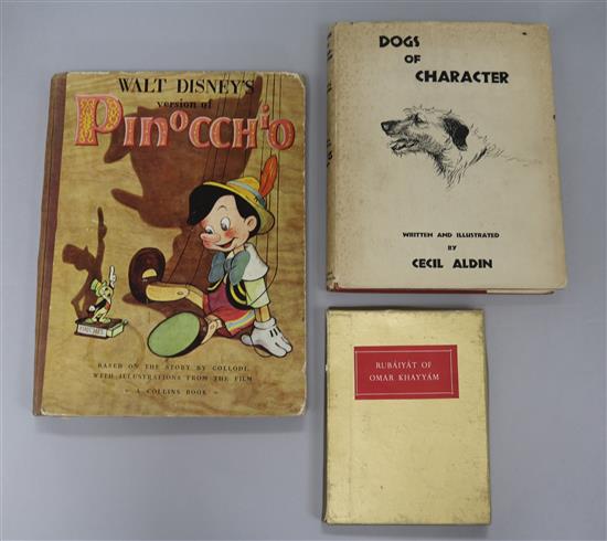 Dogs of Character Cecil Aldi with dust jacket and Walt Disney Pinnichio etc.